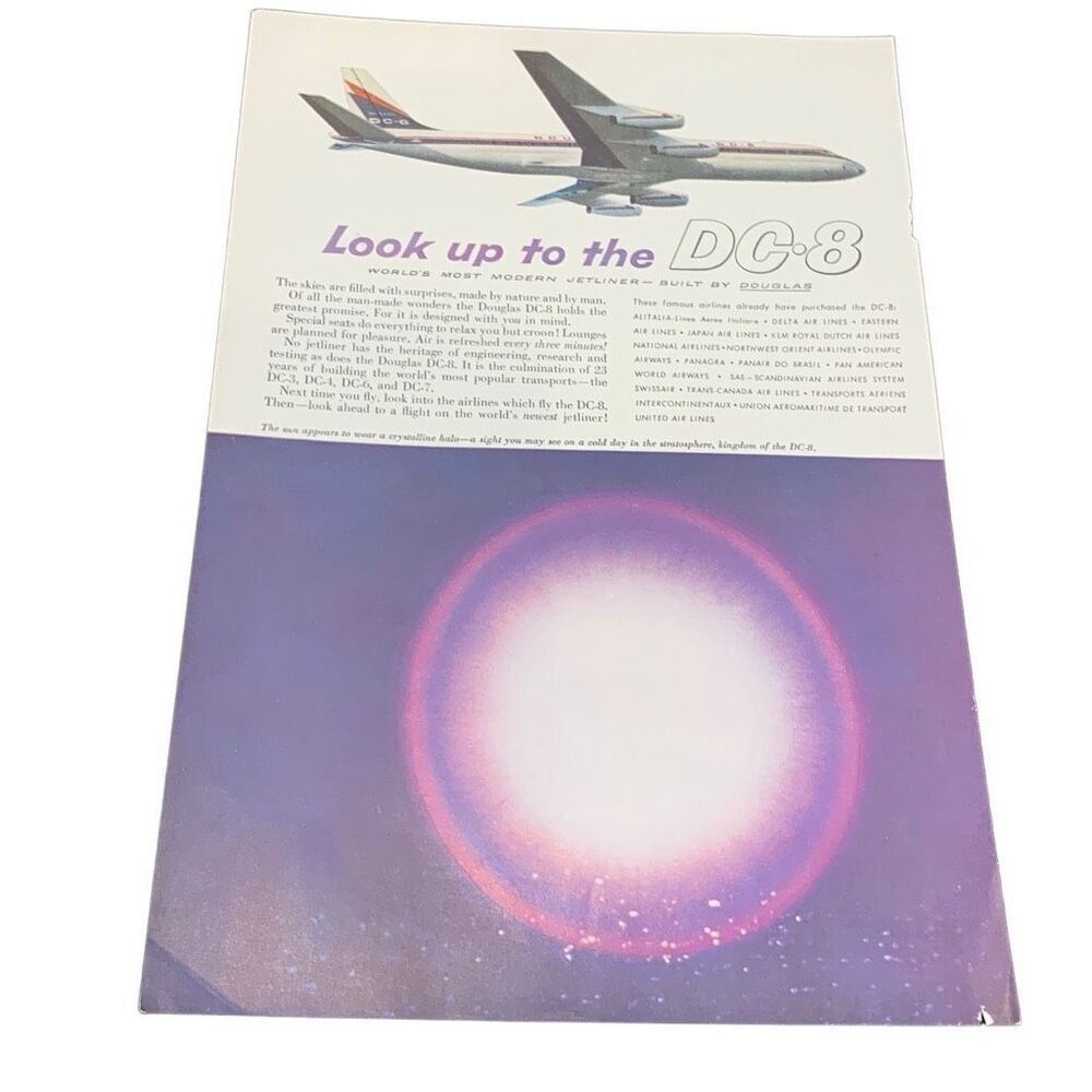 Vintage 1959 Douglas DC8 Worlds Most Modern Jet Ad Advertisement